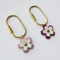 Cherry Blossom Brass Keychain