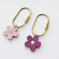 Cherry Blossom Brass Keychain