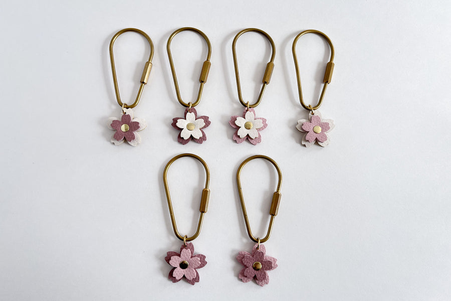 Cherry Blossom Brass Keychain