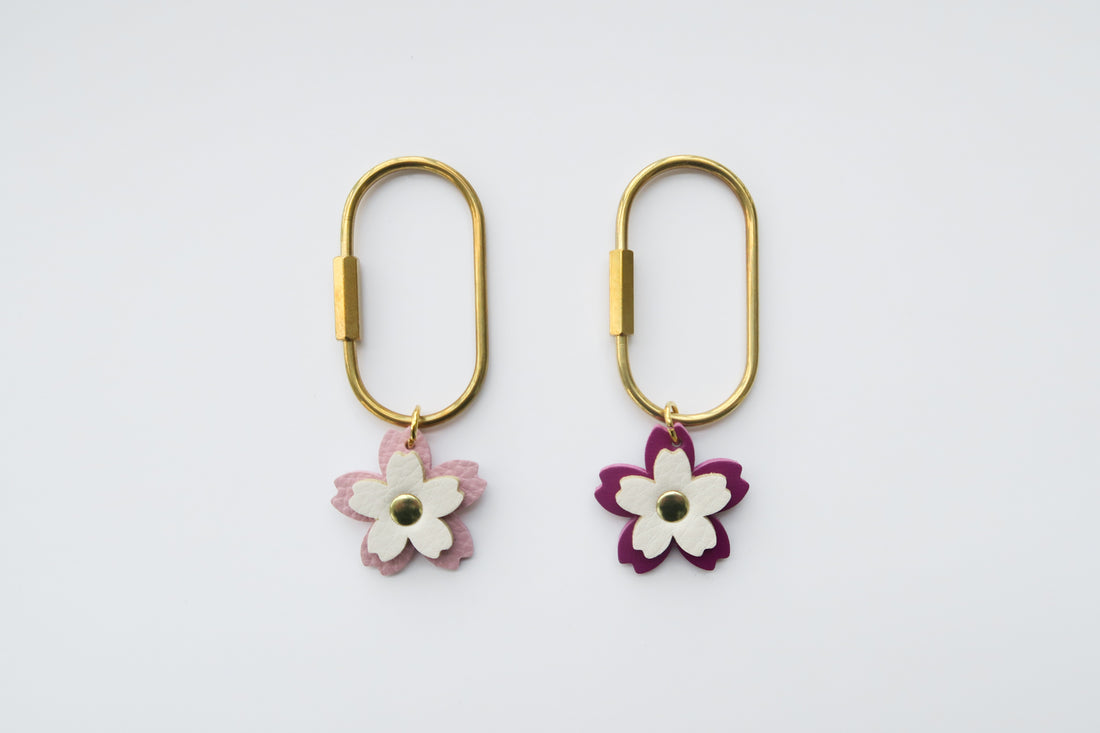 Cherry Blossom Brass Keychain