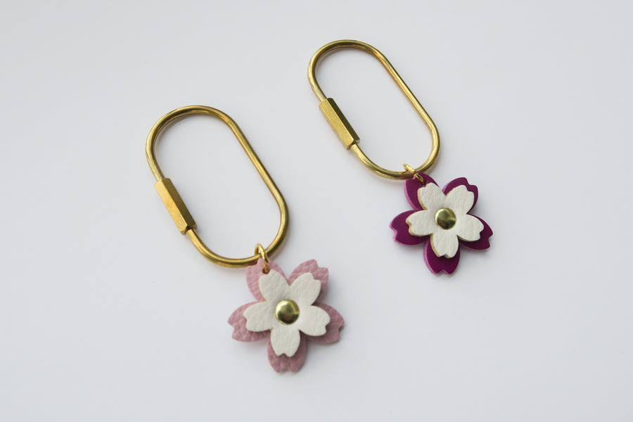 Cherry Blossom Brass Keychain