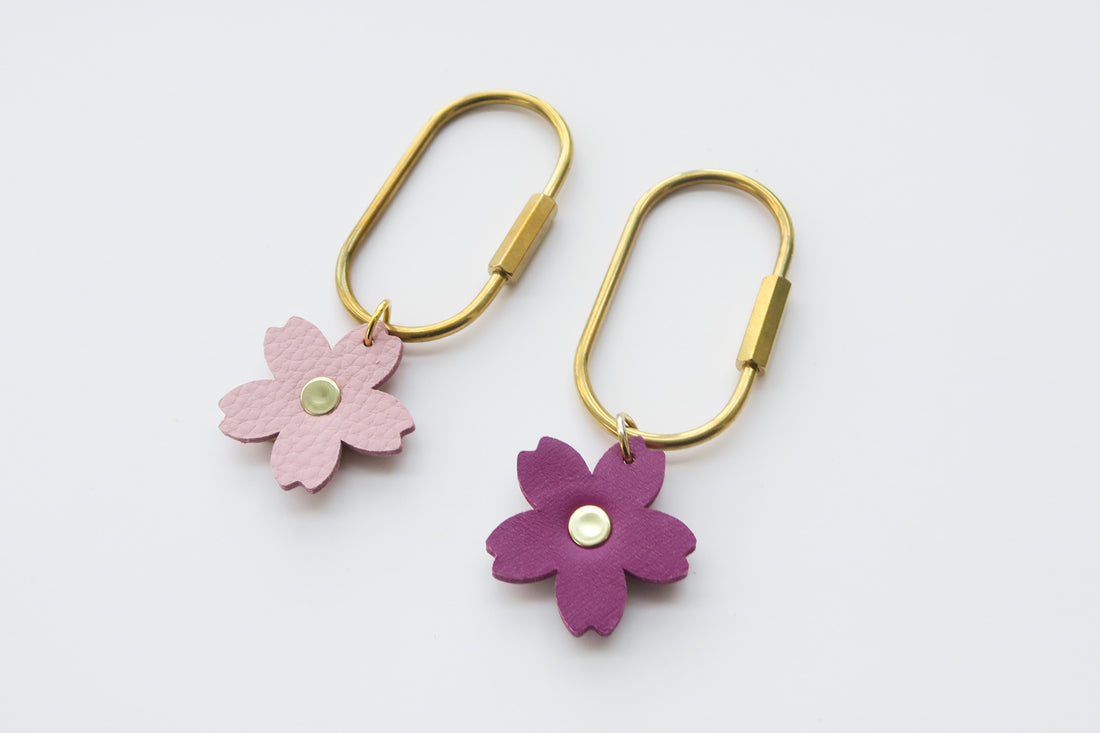 Cherry Blossom Brass Keychain